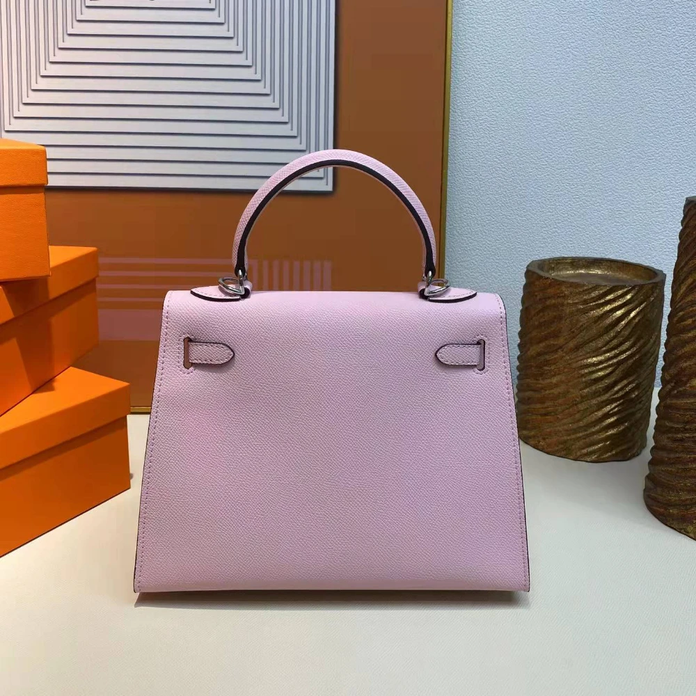 

Epsom 25 CM Fashion Hand Bag Hand Wax Lines Palmprint Calfskin Personality One Shoulder Portable Oblique Cross Leather Handbag