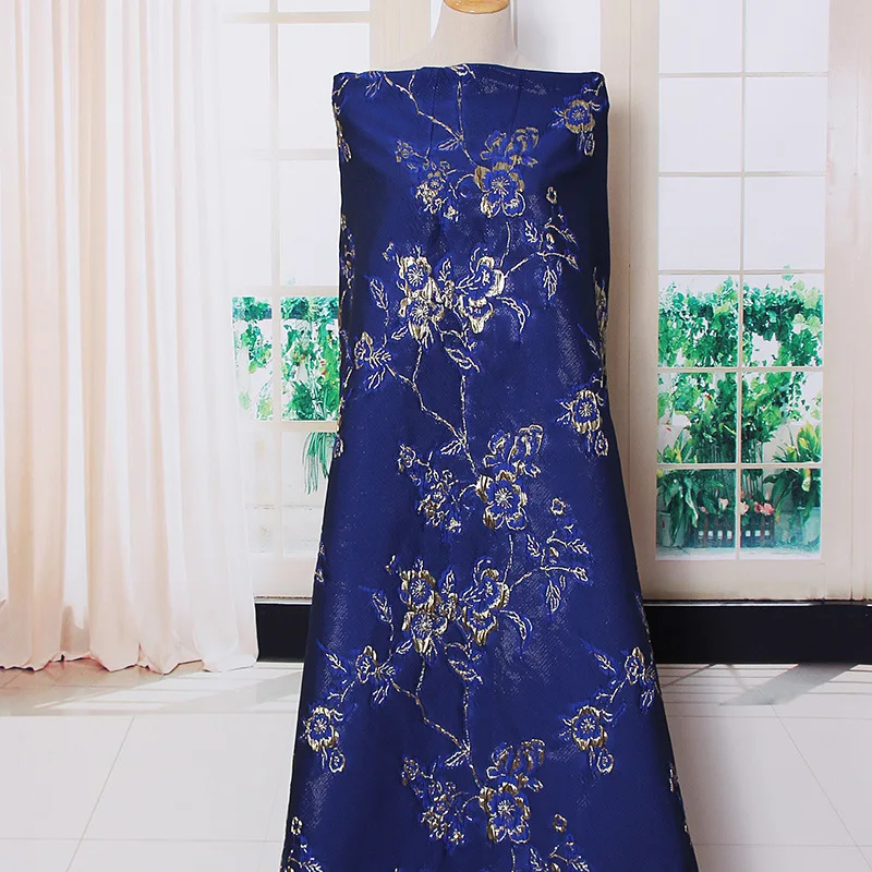 

2YDS Hot Sales Yarn-Dyed Brocade Fabric Polyester Metallic Jacquard Fabric Jacquard Embroidery Lace Fabric For Fashions Dress