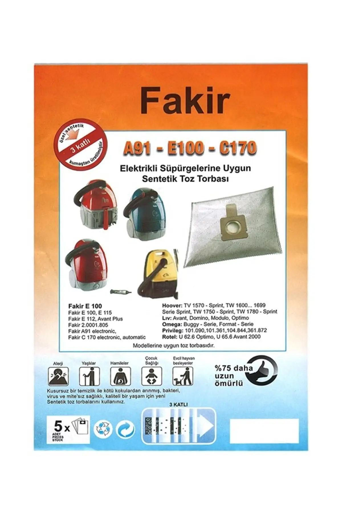 

MHK Parts E 115 E 112 E115 Vacuum Cleaner Dust Bag Cloth 5 Pcs