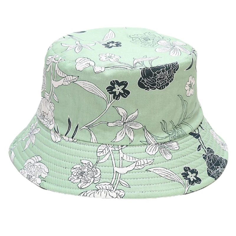 

Peony Pattern Double-Sided Ladies Fisherman Hat Casual All-Match Bucket Hat X5XA