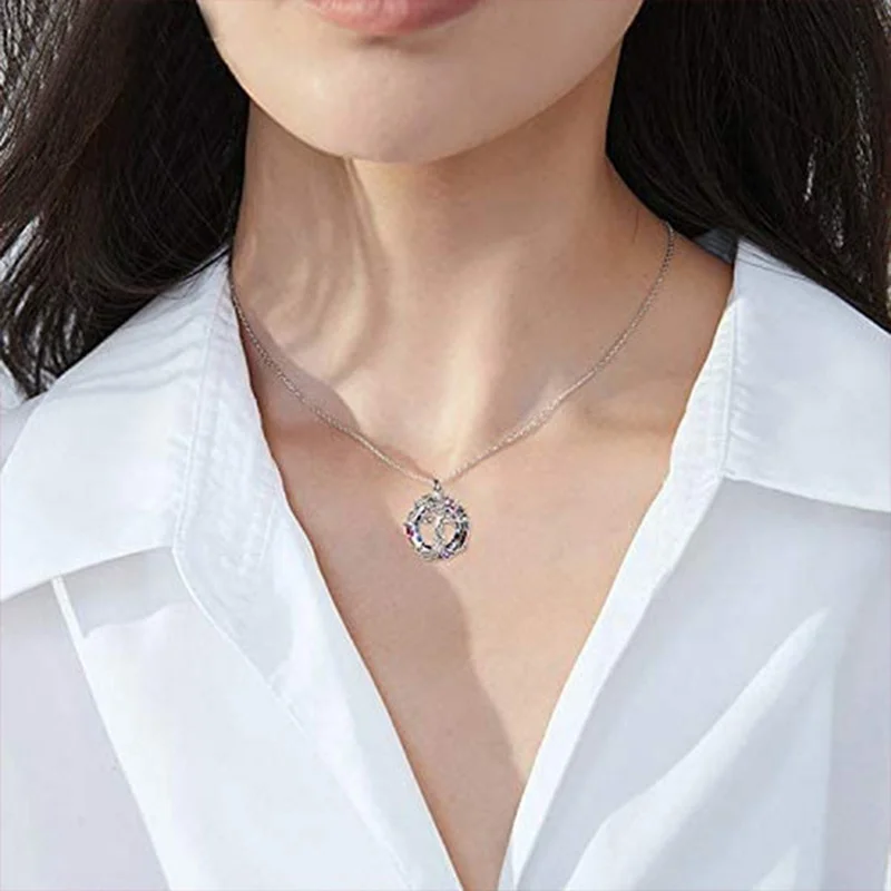 Модное серебряное ожерелье с деревом жизни для женщин кольцо многоцветный