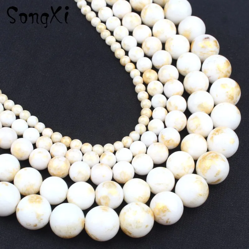 Оптовая продажа круглые бусины из натурального белого золота и яркого нефрита