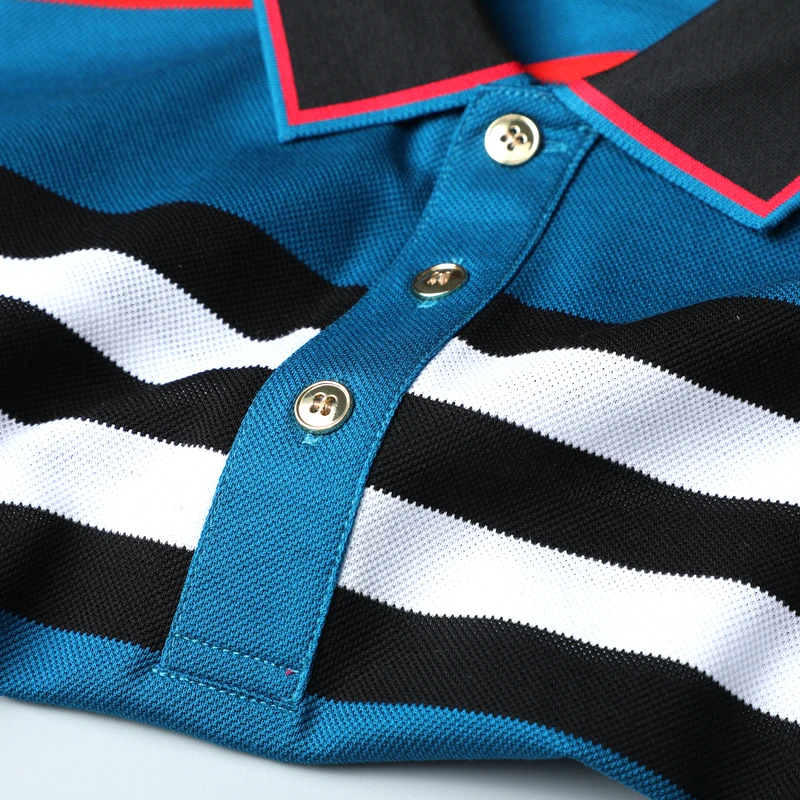

JSBD high-end business casual contrast color stripe lapel T-shirt skin friendly breathable cotton fabric men's short sleeve POLO