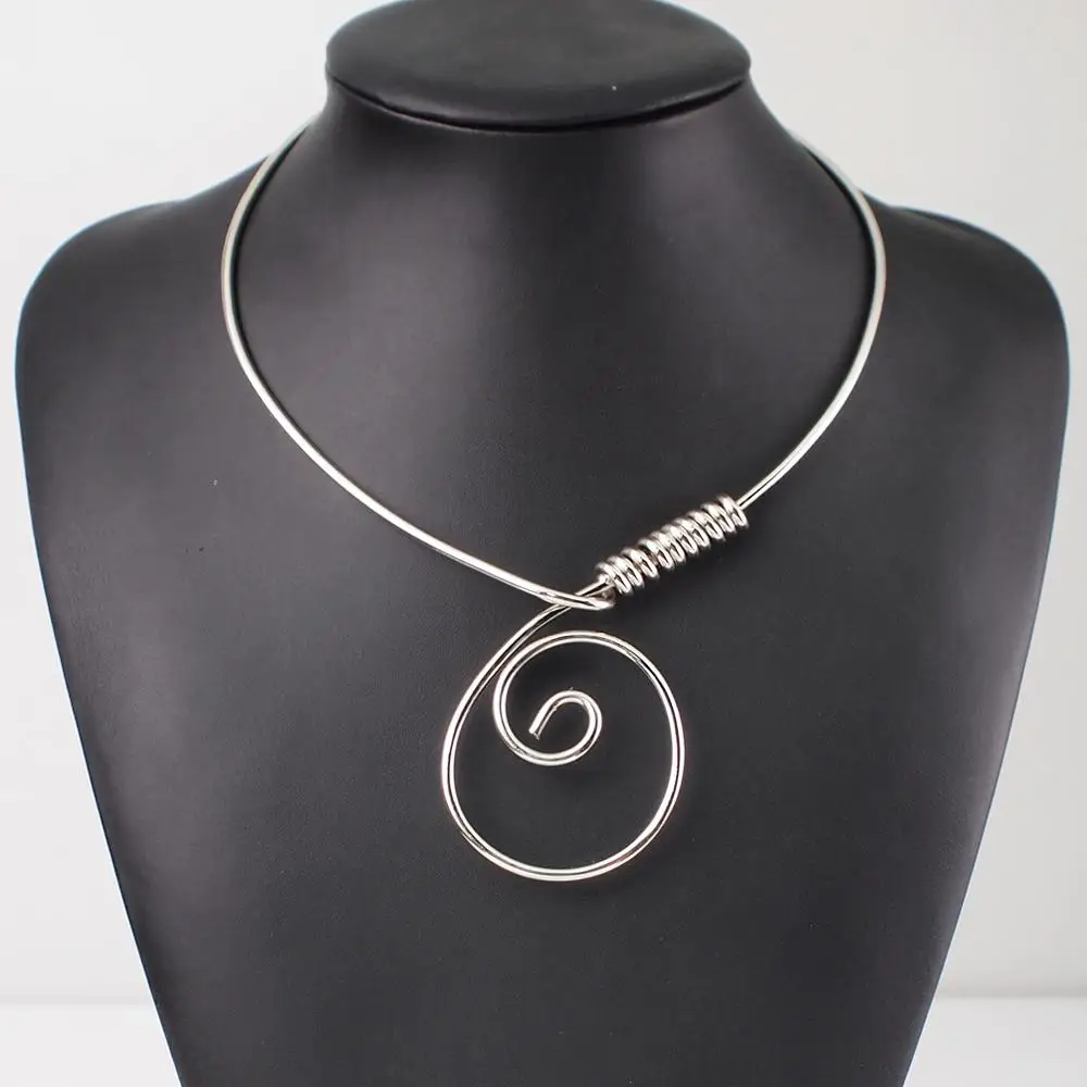 Silver Necklaces MANILAI, геометрический сплав, воротник, колье, ожерелье для женщин, шарм, крутящий момент, большое металлическое массивное ожерелье, модные ювелирные изделия, аксессуары - Окраска металла: Silver Necklaces
