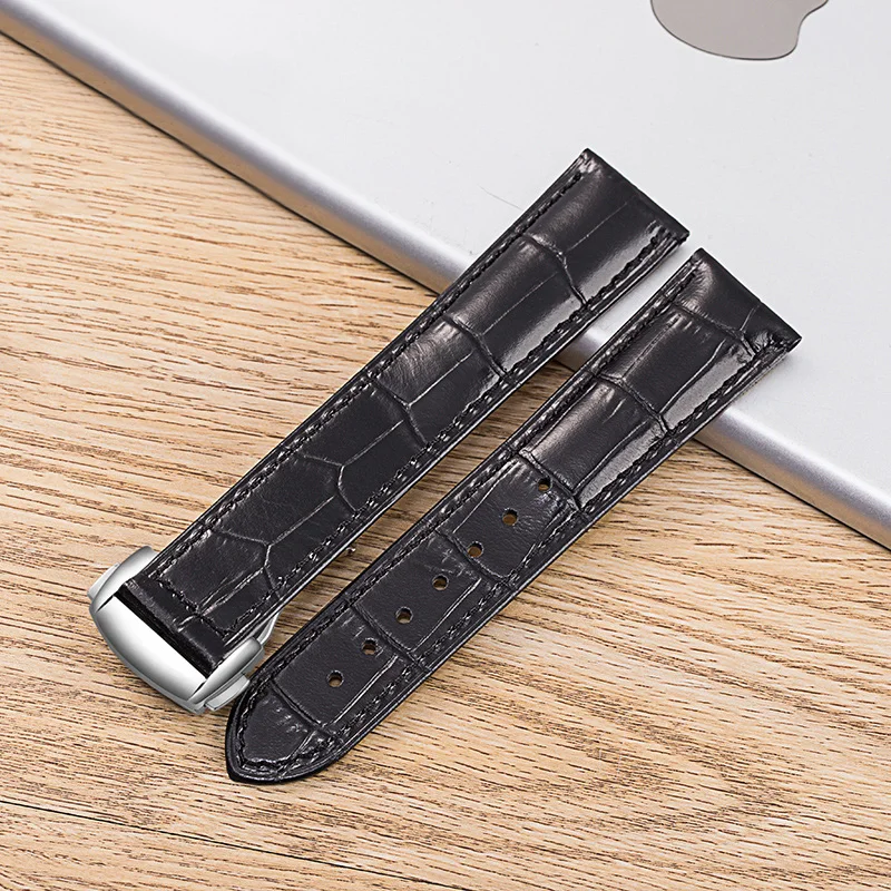 Professional  Genuine Leather Watchband Only Substitute For Omega De Ville/Aqua Terra/Speedmaster Men Business 18mm 19mm 20mm
