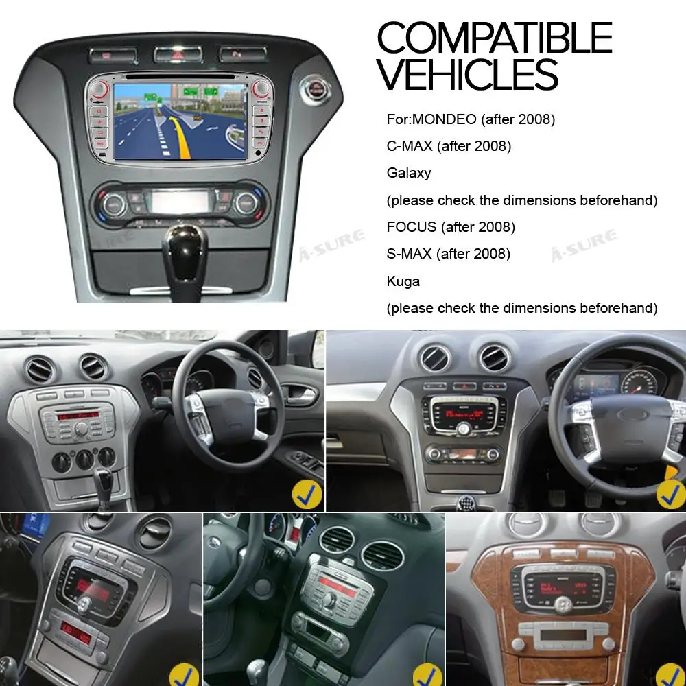 Автомагнитола a sure 2 Din gps навигация для Ford Focus Galaxy S Max C Mondeo Kuga RDS SWC Bluetooth CD DVD