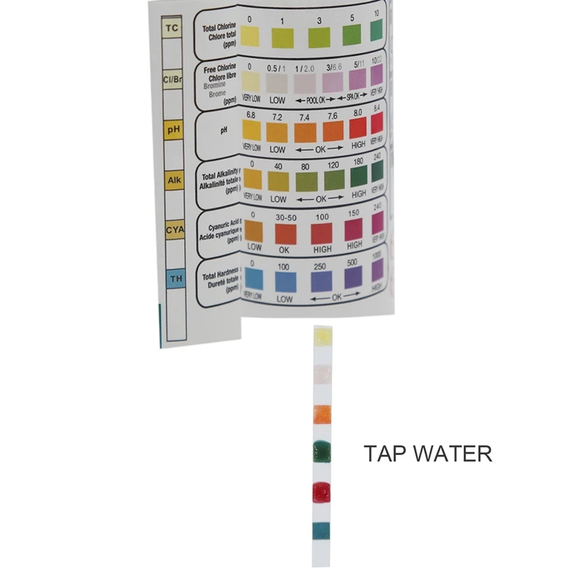 Тест полоски 6 в 1 PH тест для контроля твердости без хлора и щелочности циануровой
