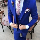 2022 индивидуальное изготовление, синие мужские свадебные строчки, мужские облегающие мужские костюмы скинни, 3 предмета (пиджак + брюки + жилет)