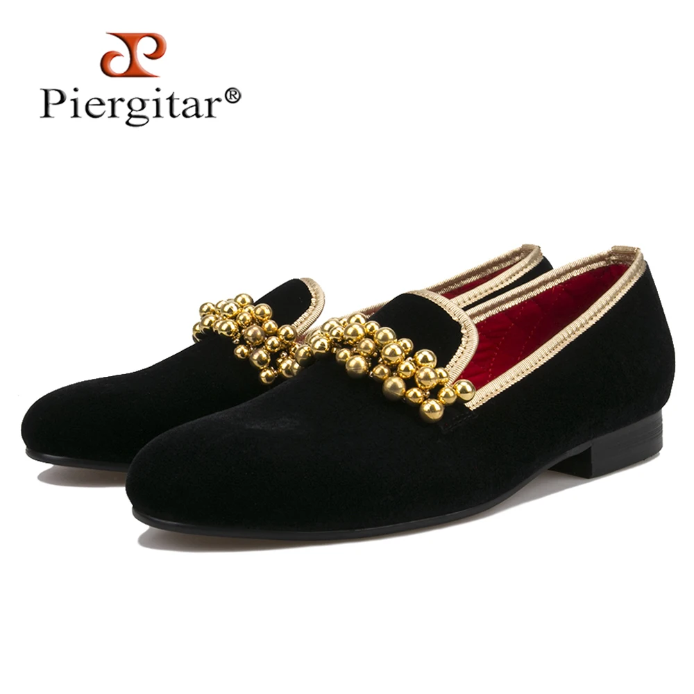 Piergitar/новый стиль мужские бархатные туфли ручной работы с отделкой бисером
