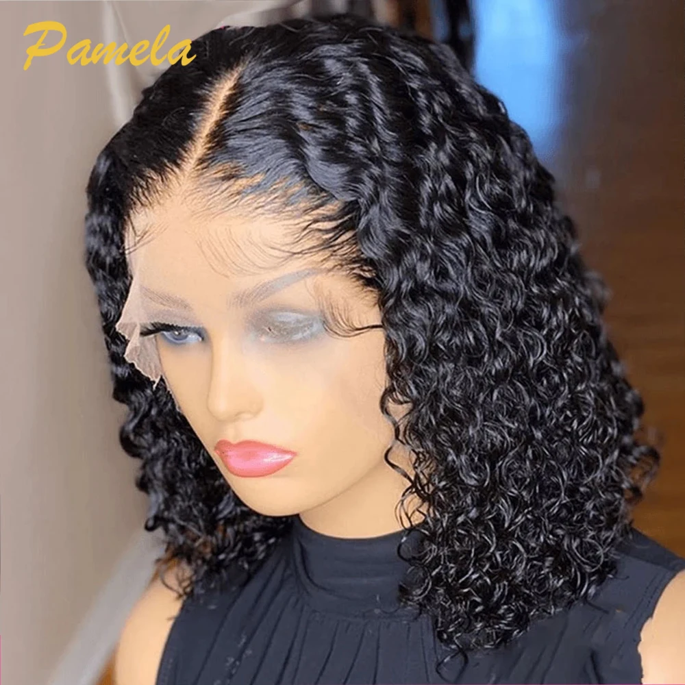 

13x4 HD Deep Wave Lace Bob Wigs Pre Plucked With Baby Hair Human Hair Wigs Water Curly Short 4x4 150% Lace Wig For Black Women