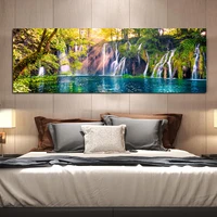 modern big size landscape fall nature green tree canvas painting lake posters and prints wall pictures for bedroom home decor