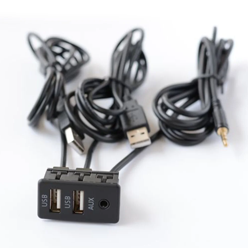 Universal Car Boat Motorcycle 2.0 Modification Dual USB Interface 3.5mm AUX Charging Extension Cord Accessories |