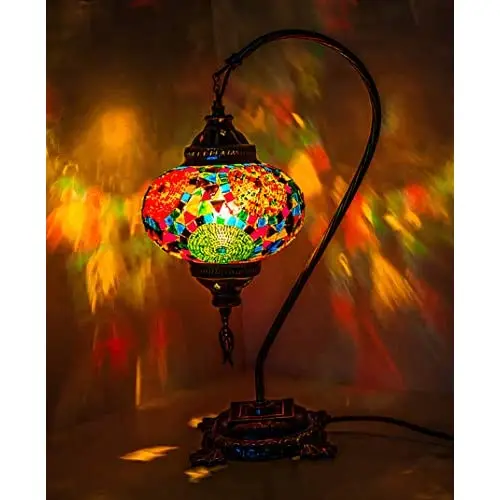 Турецкая лампа LaModaHome с лебединой шеей Марокканская мозаика настольная в стиле