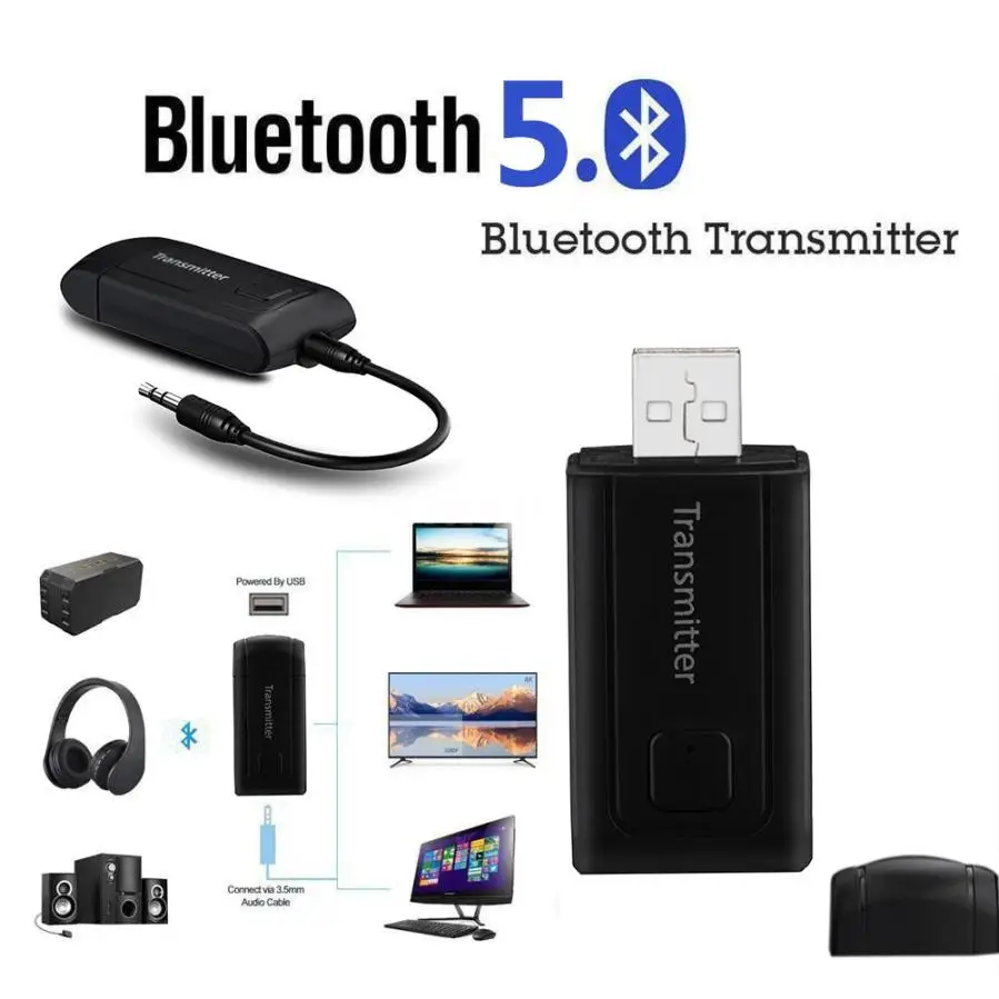 

Bluetooth Receiver Transmitter Aux Wireless Audio Converter With Mute 3.5mm Jack Adapter For MP3, MP4, TV, PC And DVD, Etc