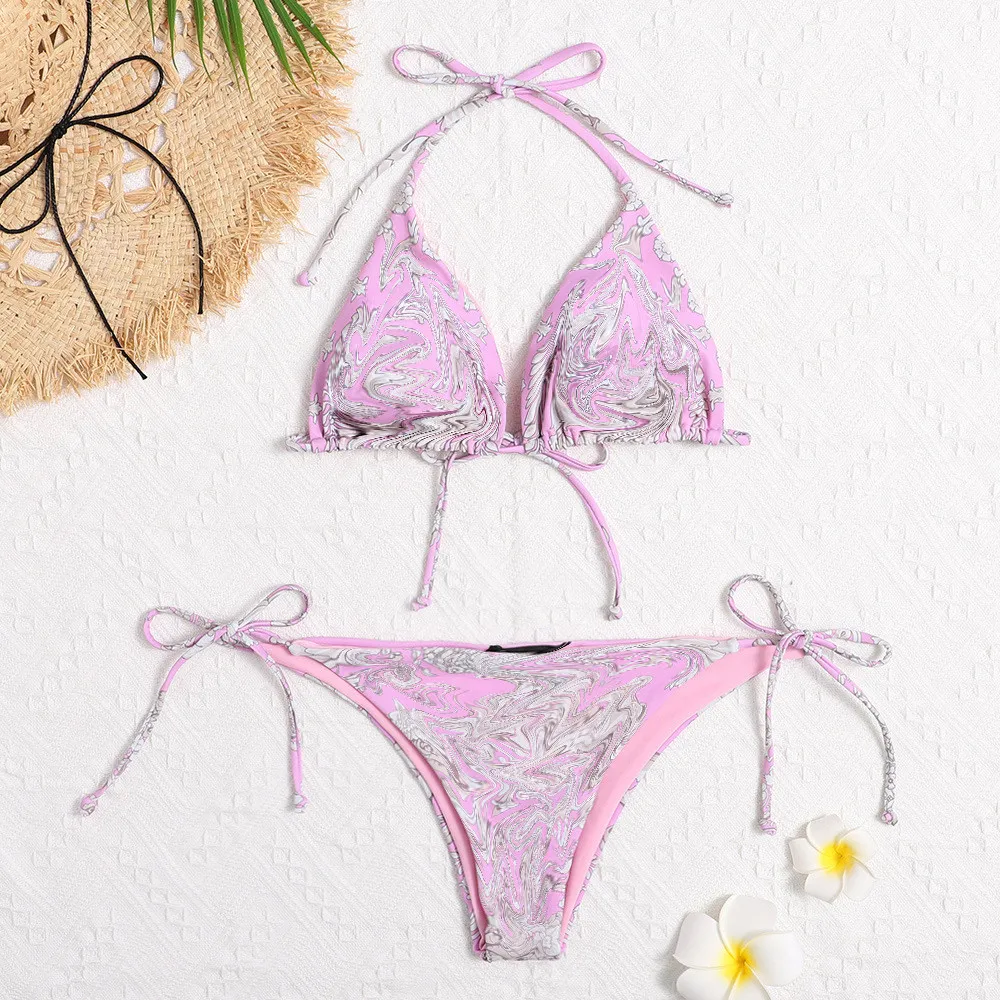 

Bikini 2021 Women Push Up Sexy Swimwear Female Swimsuit Ladies Packed String Multicolor Print Polyester Sierra Surfer Long