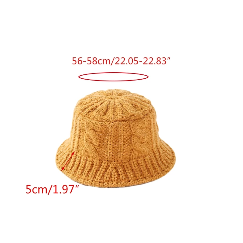 

Winter Chunky Braided Cable Knitted Bucket Hat 2020 Women Solid Color Twist Striped Short Brim Sunscreen Packable Fisherman Cap