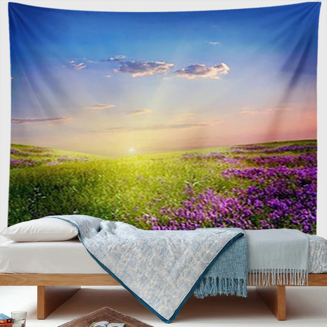 

Sunny Spring Modern Art Wall Hanging Natural Landscape Tapestry Pine Trees Clear Lake Boho Home Decor Picnic Mat Carpet Gifts