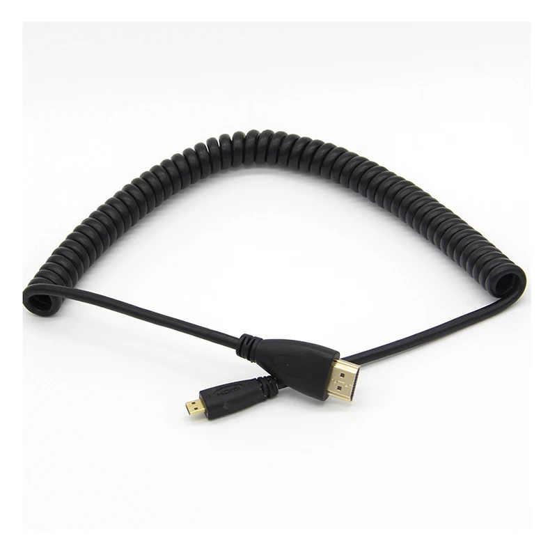 Высокоскоростной кабель Micro HDMI для с пружинным эластичным штекером мужчин и