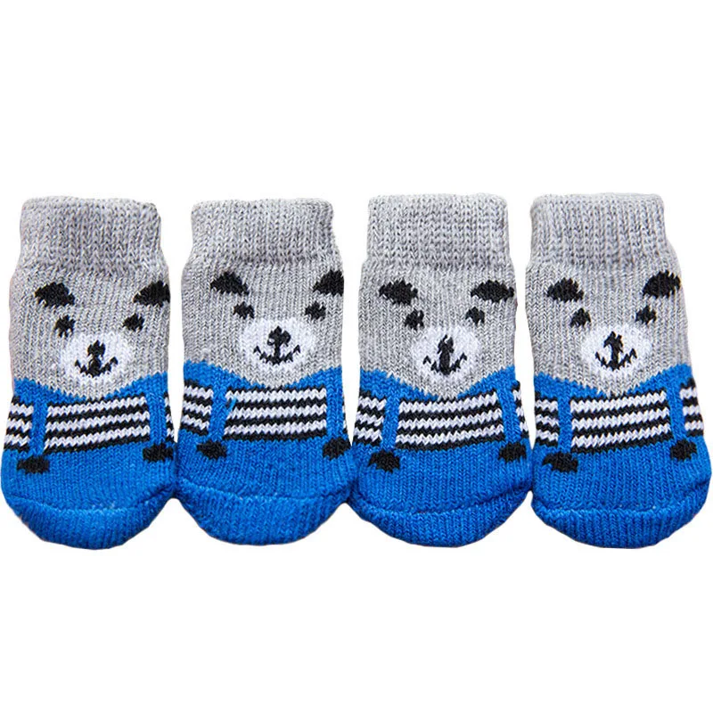 4pcs Warm Puppy Dog Socks Soft Pet Knits Cute Cartoon Anti Slip Shoes Small Medium Dogs Product | Дом и сад