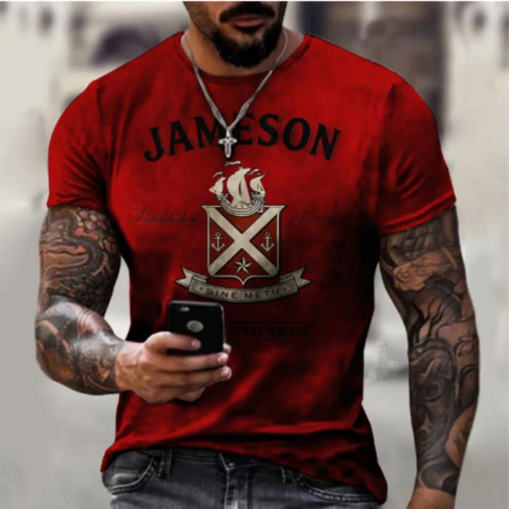 

2022 European and American Spring and Summer New 3D Printing Street Fashion Super Good-looking Short-sleeved Men's Casual Sports