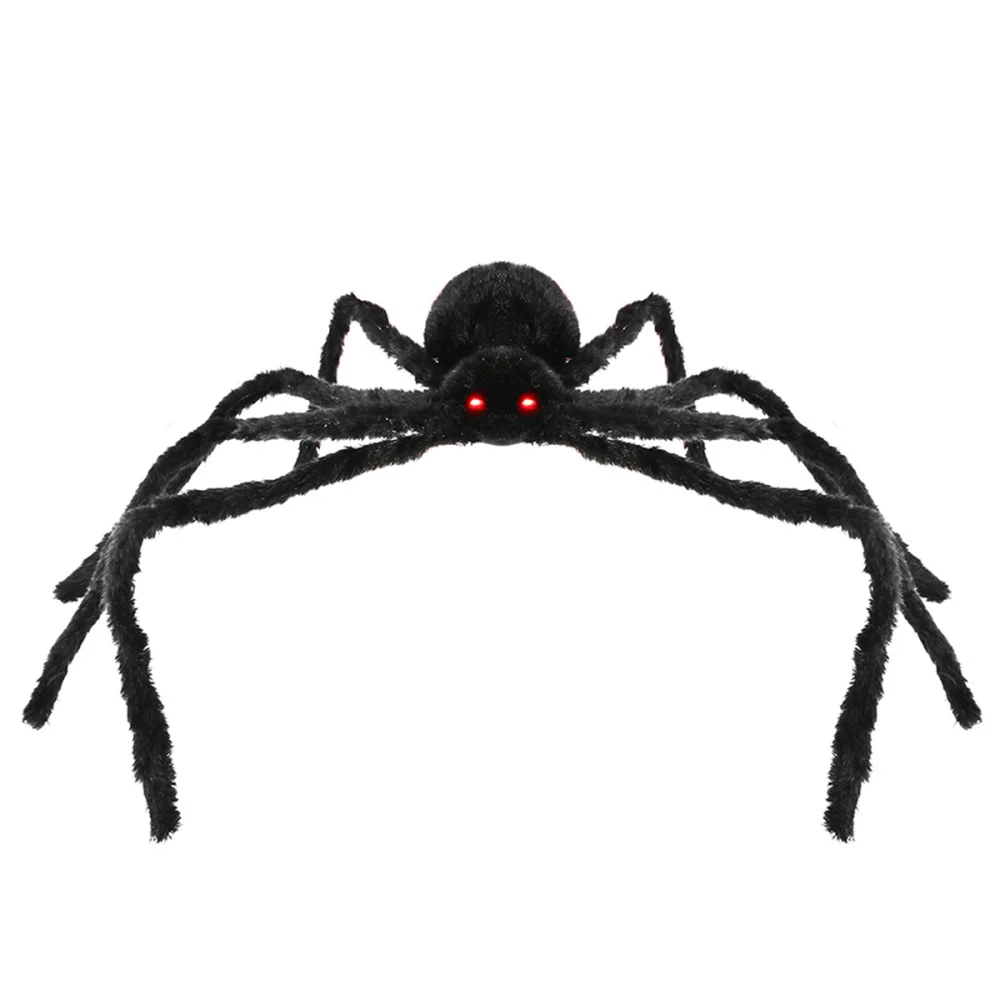 

49 Inch 125CM Large Size Black Realistic Fake Plush Spider Puppet Prank Jokes Made Of Wire and Plush Props Spider