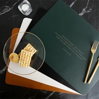 chic pu leather placemat waterproof heat insulation non slip pad black white washable dining table mat ins home decoration