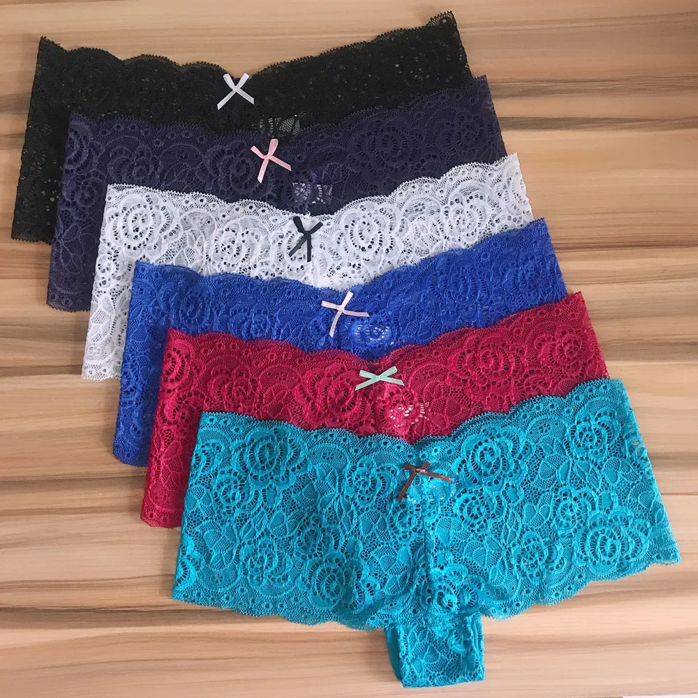 

Трусы женские кружевные однотонные, 6 шт./лот