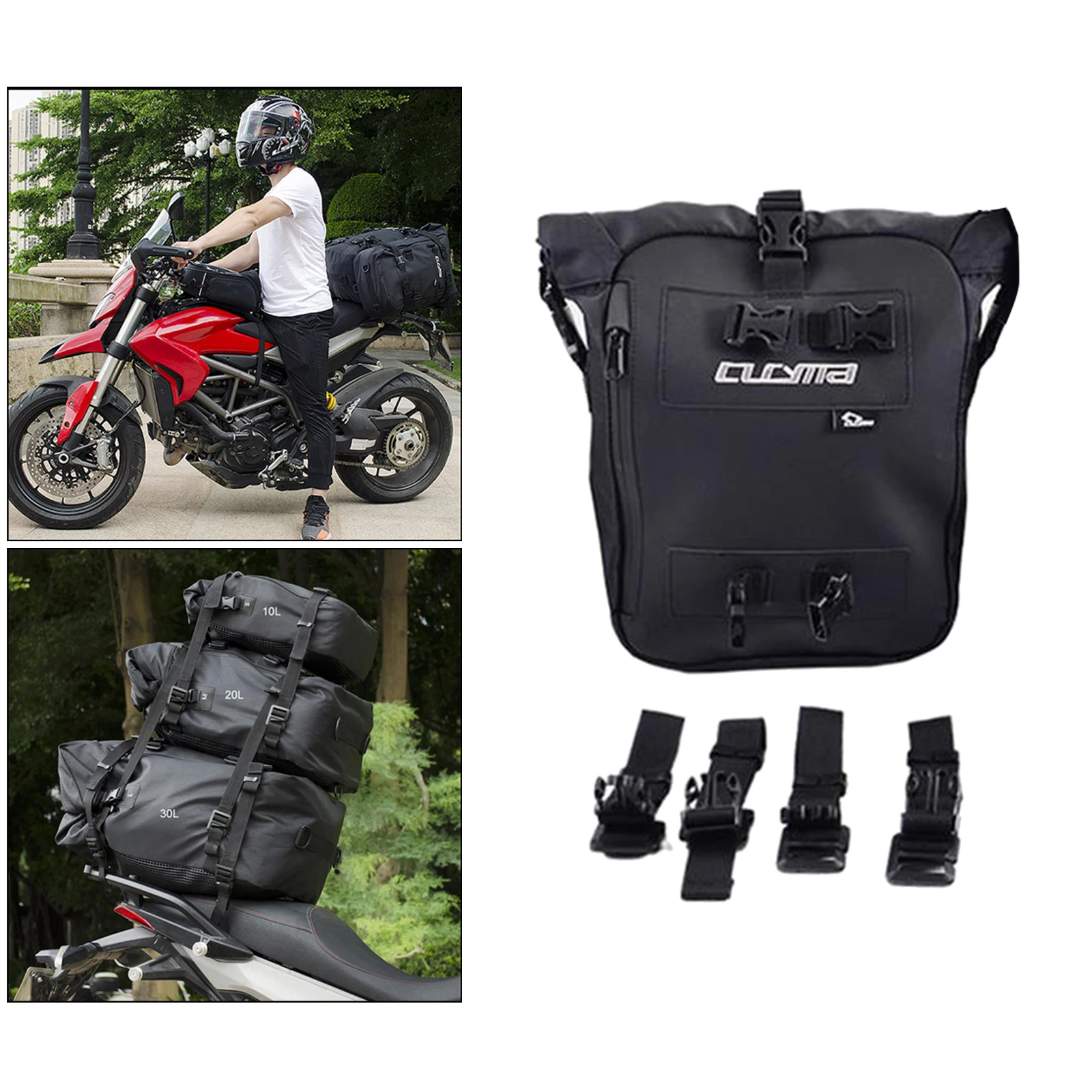 

Multi-Function Motorcycle Tail Bag Waterproof Luggage Storage Backpack Black