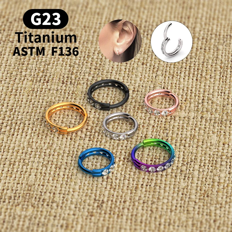 Серьги-кольца из титана G23 ASTM F136 8-12 мм, кольцо для перегородки козелка ушной раковины 16G, кольца для пирсинга