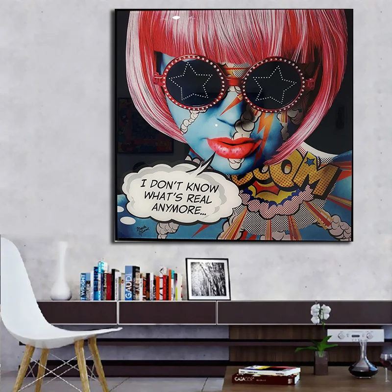 Граффити Девушка лицо холст картина постеры и печать креативные картины