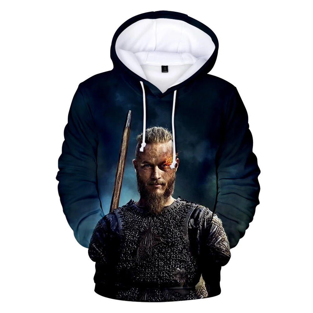 novelty hot 3d print menwomens hoodies fashion 3d vikings ragnar lothbrok sweatshirt polyester unisex material boy cool hooded free global shipping