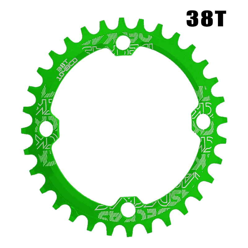 oval 38T green 104BCD овальная цепь колеса узкая широкая цепь MTB болты горный велосипед 32T 34T 36T 38T шатуны один зуб пластина часть - Цвет: oval 38T green