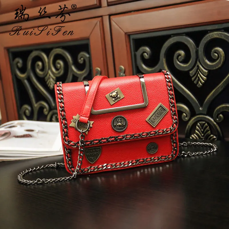 2020 Новая роскошная женская винтажная сумка с заклепками и цепочкой квадратная