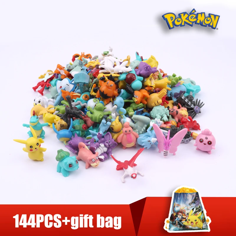 24-144 Pcs Pokemon Kerst Action Figure Speelgoed Echt Pikachu Anime Figuur Kinderen Speelgoed Pokemon Gift Bag Pokeball