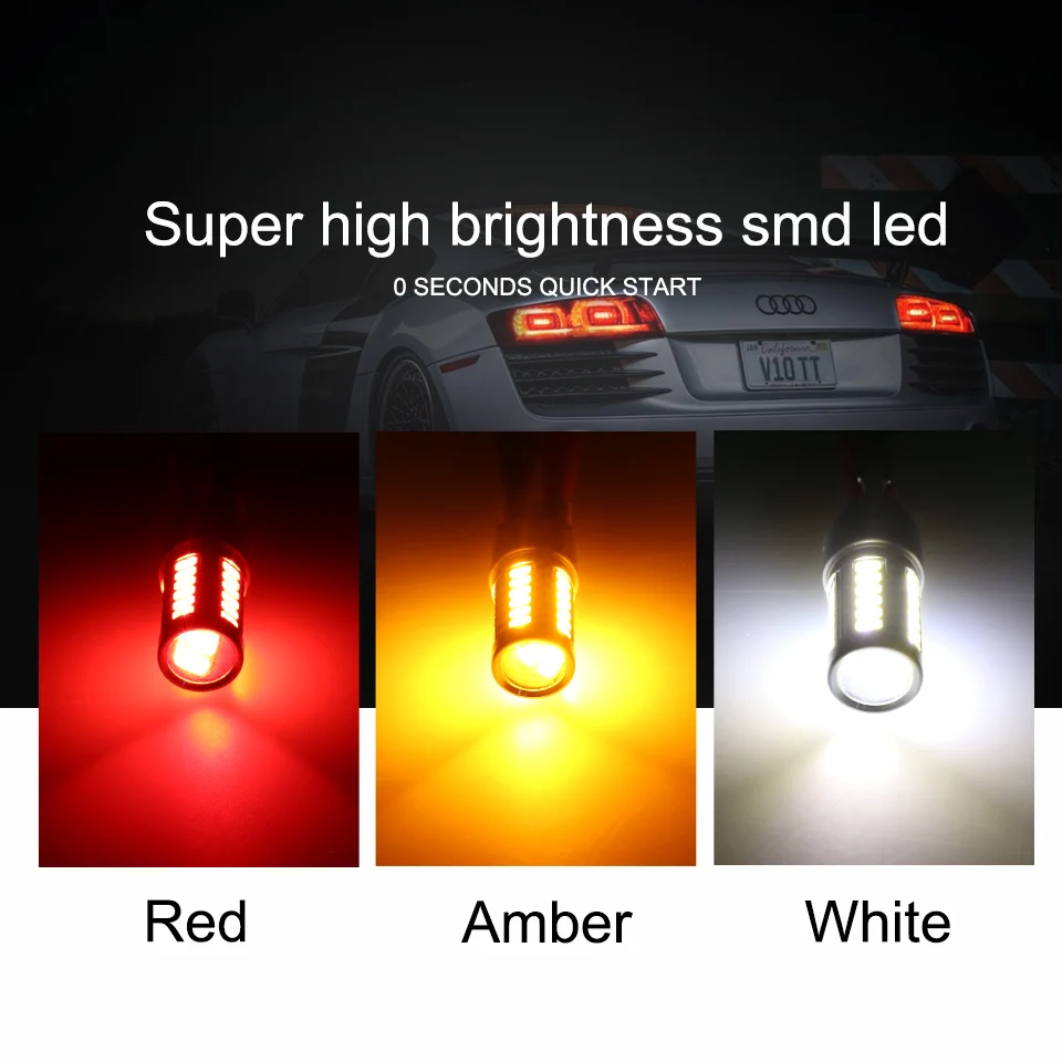 Сигнальная лампа ANMINGPU 2 шт. W21/5 Вт T20 светодиодная 33SMD 5730 чипов 7440 W21W WY21W 7443 Canbus