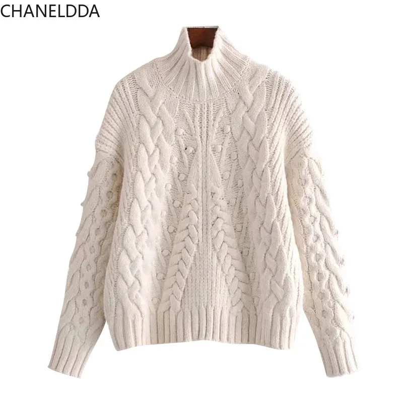 

2021 Модный женский свитер с помпоном, Свободный вязаный винтажный Женский пуловер с длинным рукавом и круглым вырезом, шикарные топы для жен...