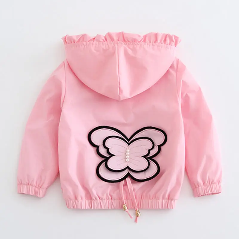 

Spring Autumn toddler Girls Jackets butterfly Kids Outerwear Letter Sport Hoodied Coats Children Clothing Trench Coat
