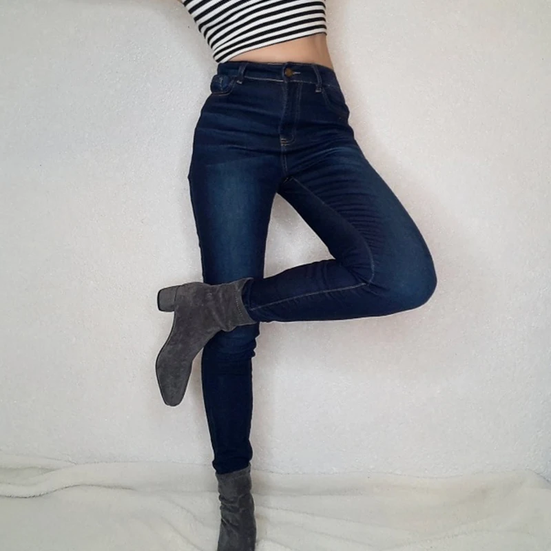 Джинсы с высокой талией женские эластичные большого размера растягивающиеся