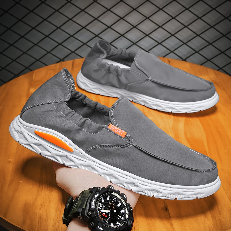 

Male Fashion Grey Soft Comfort Anti Skid Slip on Shoes Men Casual High Quality Breathable Walking Schoene Leisure Stylish Shoes