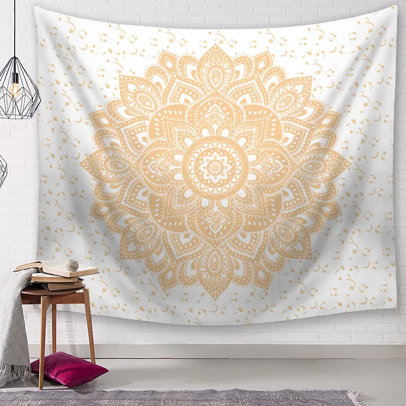 

FFO Geoemtric Print Beach Towel Home Decor Mandala Pattern Tapestry Wall Hanging Bedroom Decorative Polyester Soft Blanket