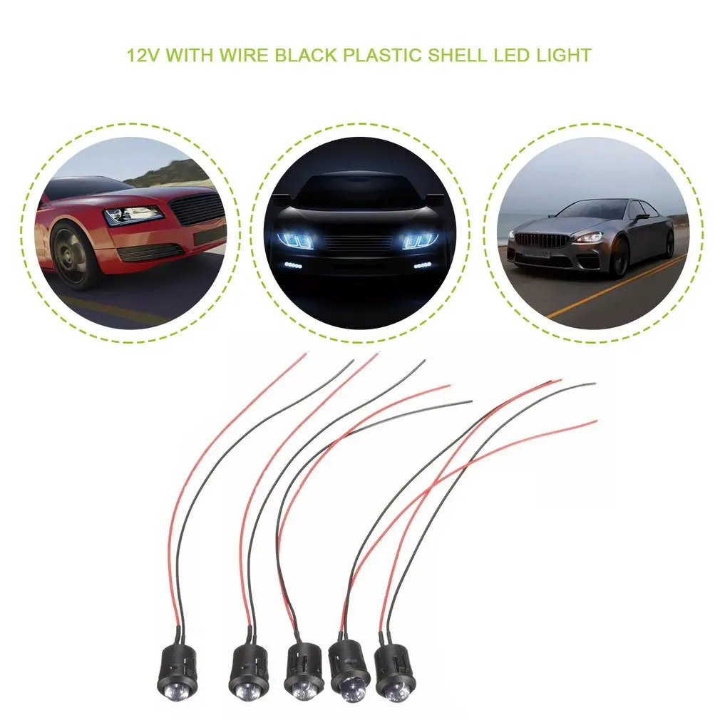 

5pcs 12v 10mm Waterproof Pre-wired Constant Led Ultra Bright Water Transparent Bulb Indicator Signals Light