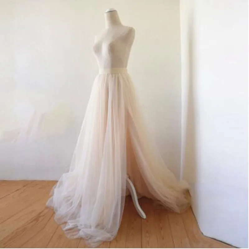 

saias mulher Custom Women Long Skirt Maxi High Slit Tulle Skirts Tutu Woman Floor Length Bridesmaid Dress femme jupes