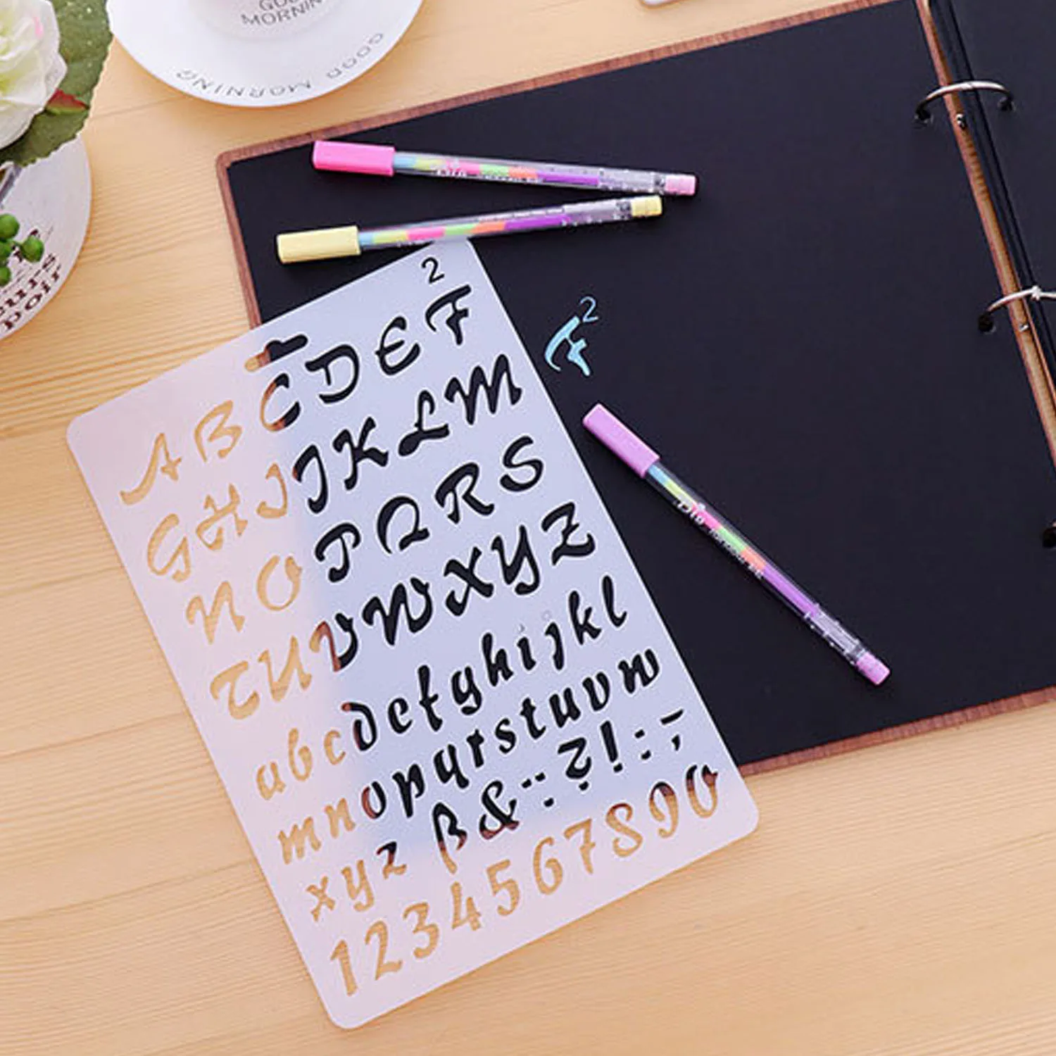 4 шт. шаблоны для рисования букв и цифр|Линейки| |