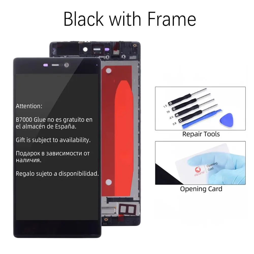 Дисплей для HUAWEI P8 GRA L09 gra-l09 gra-ul10 LCD в сборе с тачскрином на рамке 5.2'' черный белый золото - Цвет: Black with Frame