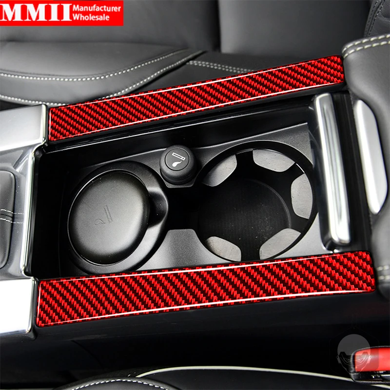 Carbon Fiber Sticker For Volvo V60 2010-2017 S60 2010-2018 Central Armrest Cup Holder Cover Strip Trim Car Interior Accessories