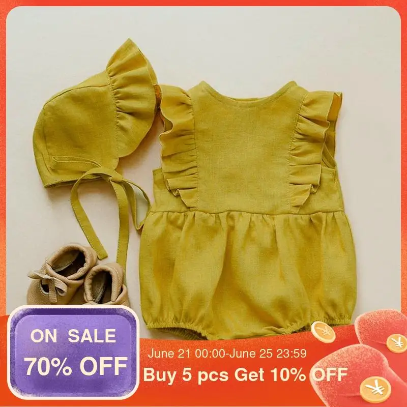 Модная одежда для маленьких девочек комбинезоны из хлопка малышей Летняя Одежда