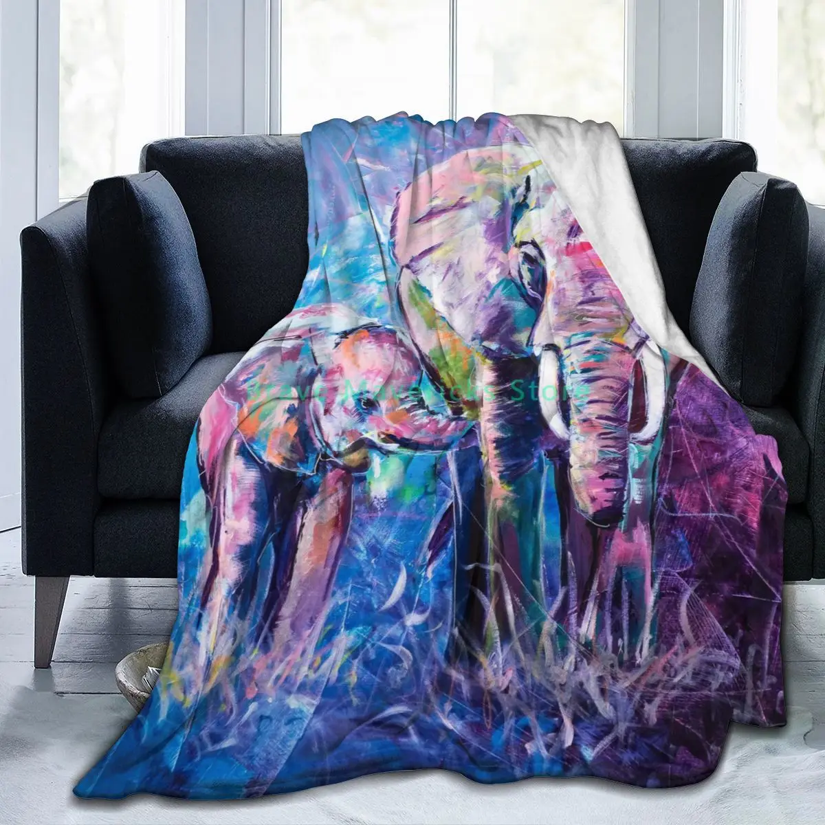 

1-New funny 3D Elephant Art Personality Printed Flannel Blanket Sheet Bedding Soft Blanket Bed Cover GUN Textile Decoration