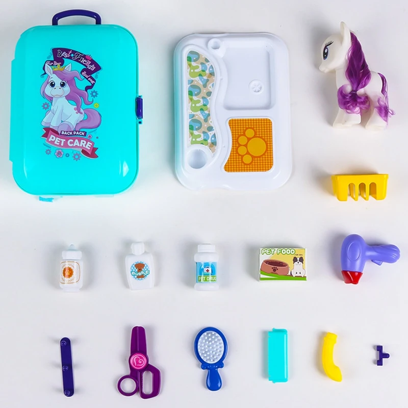 

Pet Care Play Set Grooming Kit Pretend Play Pet Bag Simulation Pet Backpack for Kids