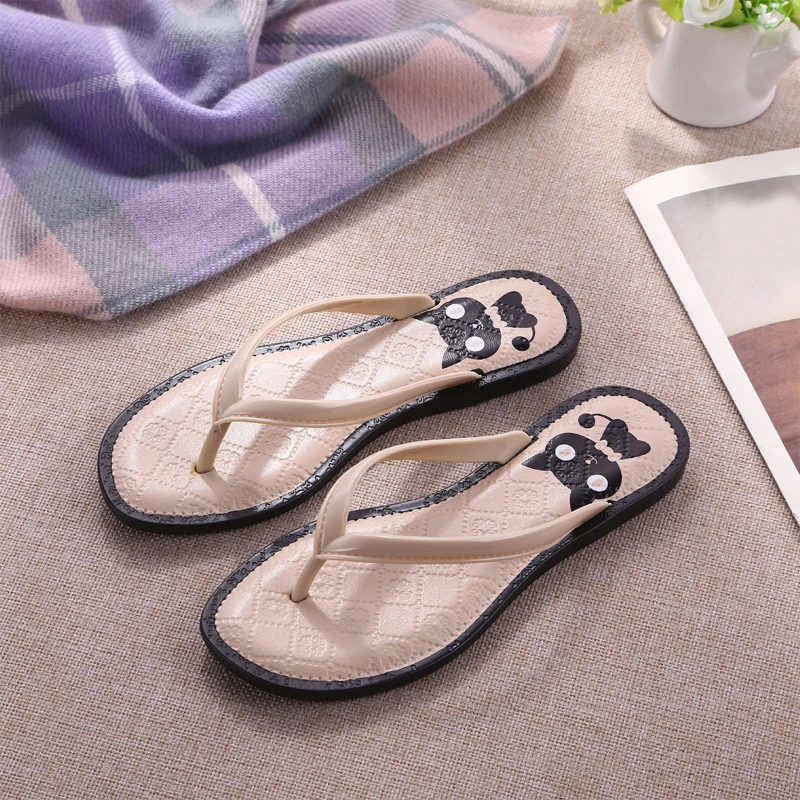 Женские шлепанцы с мультяшным котом брендовые на плоской подошве для пляжа ZH2797