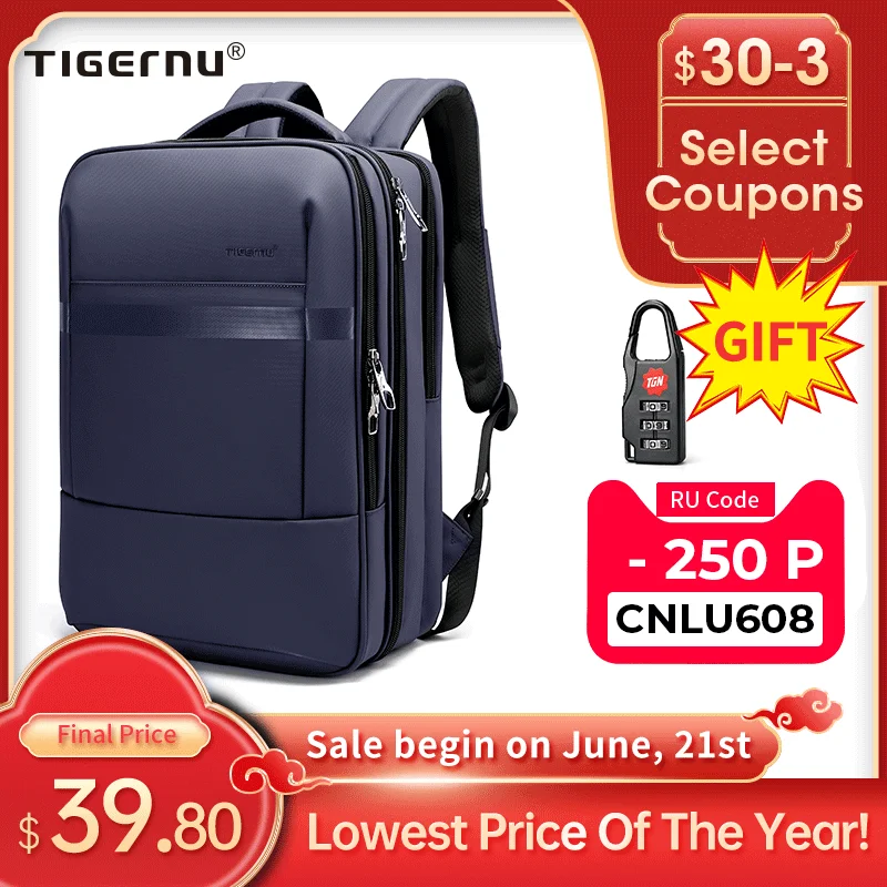 Tigernu Противоугонный 15 6 дюймовый рюкзак для ноутбука мужской модный